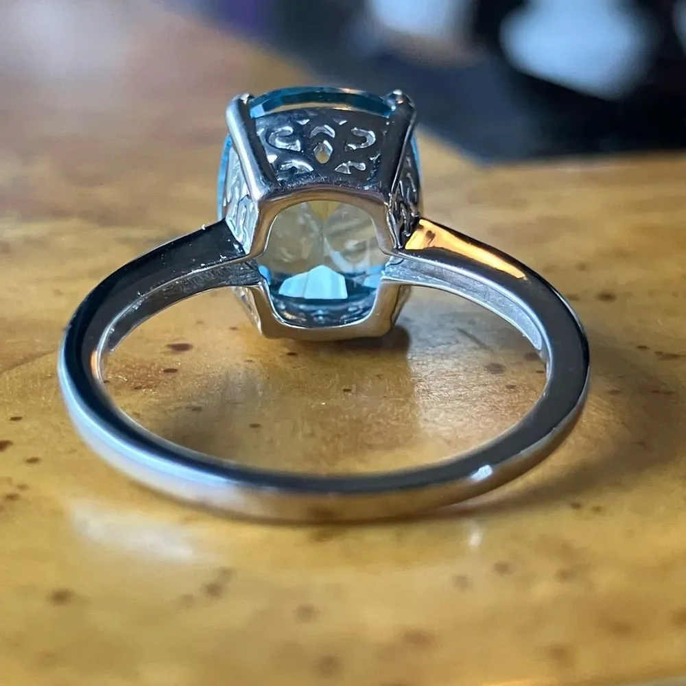 Sky Blue Topaz Sterling Silver Solitaire Ring Size 8